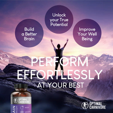Lions Mane Mushroom Supplement Beef Brain Powerful Nootropics Brain Support Supplement Brain Supplements for Memory and Focus 180 Capsules by Optimal Carnivore