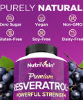 Nutrivein Resveratrol 1450Mg - Antioxidant Supplement 120 Capsules Supports Healthy Aging & Promotes Immune, Brain Boost & Joint Support - Made With Trans-Resveratrol, Green Tea Leaf, Acai Berry