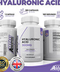 Hyaluronic Acid Capsules 300mg - 180 Capsules 6 Months Supply - Triple Strength Hyaluronic Acid Supplement - Hyaluronic Acid Tablets
