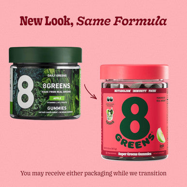 8Greens Supergreens Gummies Super Greens Powder Superfood Gummy For Metabolism, Immunity & Focus, Digestive Health Enzymes, Organic: Chlorella, Spirulina, Aloe Vera, Apple Flavor, 50 Count