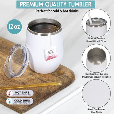 Snack Mall Tea Sets for Tea Lovers - Includes 12 Uniquely Flavored Teas All Natural Honey Straws and Beautiful Double Insulated Tumbler Cup