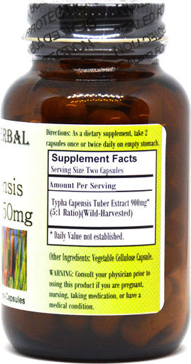 Barlowe's Herbal Elixirs Typha Capensis (Love Reed) 5:1 Extract - 60 450mg VegiCaps - Stearate Free, Bottled in Glass!
