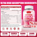 Vitamin D3 K2 Supplement For Adults - Vitamin D3 5000 Iu + K2 200 Mcg - Vit D3 K2 Gummies With Calcium 600Mg Magnesium Zinc & Vitamin C For Women Men - Supports B0Ne, Muscle Immune - 120 Count