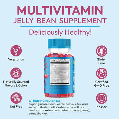 Multivitamin Jelly Bean Gummies With Zinc For Men And Women Immune Support Dietary Supplements For Adults Vegetarian 120 Berry Blast Jelly Beans Kosher