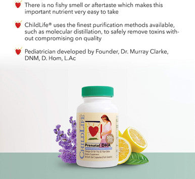 CHILDLIFE ESSENTIALS Prenatal DHA Softgels - DHA Prenatal Vitamin, All-Natural Support for Optimal Brain & Nervous System Development for Expectant Mothers & Baby, Gluten-Free - Lemon, 30 Count