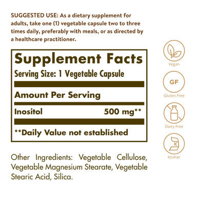 Solgar Inositol Vegetable Capsules 500 Mg 100 Count