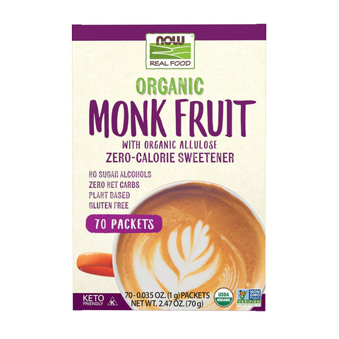 NOW Foods, Organic Monk Fruit With Erythritol Powder, 1 to 1 Sugar Replacement, 1-Pound