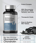 Advanced Glucosamine Chondroitin MSM Plus Turmeric | 360 Mini Coated Tablets | Non-GMO and Gluten Free Supplement | by Horbaach