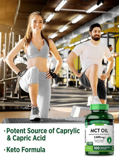 Nature's Truth MCT Oil Capsules | 100 Softgels | Keto Friendly Coconut Oil Pills | Non-GMO, Gluten