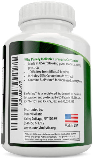 Purely Holistic Organic Turmeric Curcumin 700Mg & Bioperine + Phytoceramides Skin Therapy - Vegan Bundle - 120 + 60 Capsules - Made In Usa