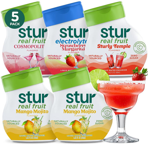 Stur Liquid Water Enhancer Peach Mango Sweetened with Stevia High in Vitamin C & Antioxidants Sugar Zero Calories Keto Vegan 5 Bottles Makes 120 Drinks