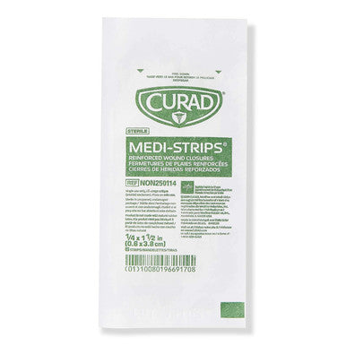 Curad Sterile Medi-Strips Reinforced Wound Closures 1/4" x 1 1/2" Hypoallergenic Pack of 1200 Strips 200 Pouches