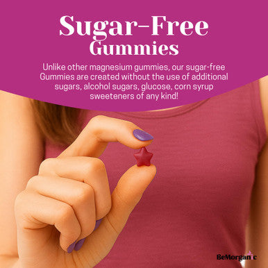 BeMorganic Magnesium Gummies - High Absorption 252.6mg Elemental - Vegan Raspberry Flavor - Gluten-Free - Relaxation Sleep & Muscle Support - 60 Chewable Gummies