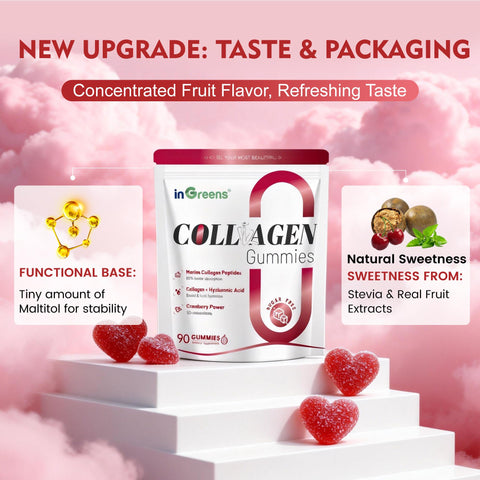 Ingreens Collagen Peptides Gummies For Women - 5000Mg Hydrolyzed Marine Collagen Sugar Free With Type IIiIii & Biotin 90 Count
