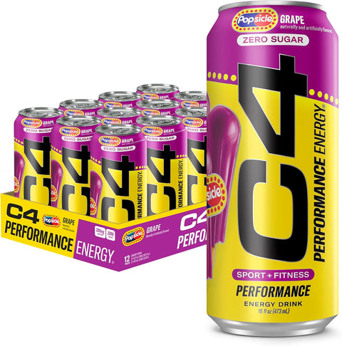 C4 Performance Energy Drink Cosmic Rainbow, Zero Sugar Carbonated Preworkout Energy, 200mg Caffeine with Beta Alanine, 16 Fl Oz (12 Pack), Packaging May Vary