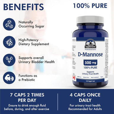 Summit Supplements - D-Mannose Capsules 500 Mg, 120 Veggie Caps - Support Urinary Tract Health - Source Of Carbohydrates To Support Energy Production - Athletic Support Supplement