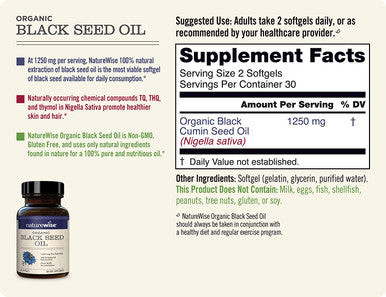 NatureWise Black Seed Oil 1250mg Per Serving 100 Natural Extraction Pure with No Additives Super Antioxidant Formula for a Healthy Inflammatory Response 1 Month Supply 60 Count