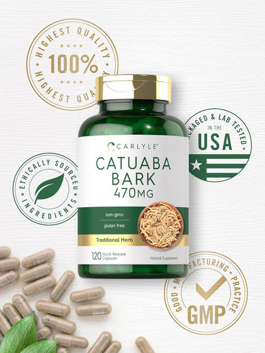 Carlyle Catuaba Bark Extract | 470mg | 120 Capsules | for Men and Women | Non GMO and Gluten