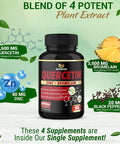 Quercetin Supplement 4660 mg Supports Cardiovascular Health Immune System and Antioxidant with Bromelain Black Pepper Extract 3 Months Supply