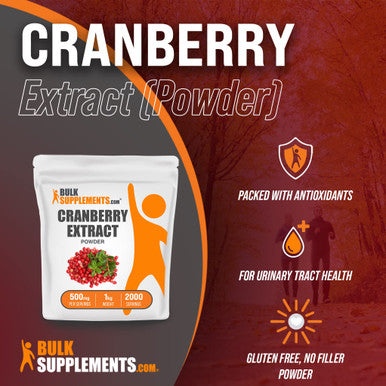 BulkSupplements Cranberry Extract Powder - Cranberry Supplements, Urinary Tract Health - - 500mg , 2000 Servings (1 Kilogram - 2.2 lbs)