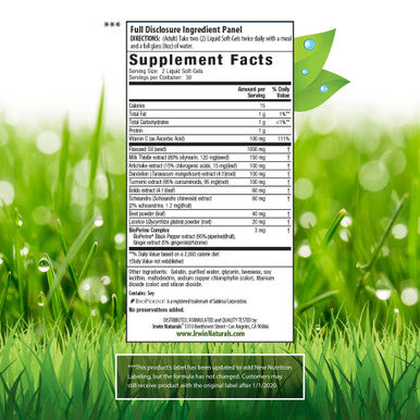 Irwin Naturals Milk Thistle Liver Detox - 60 Liquid Soft-Gels, Pack Of 2 - Supports Liver Health With Dandelion, Artichoke, Turmeric & Green Beet Root - 60 Total Servings