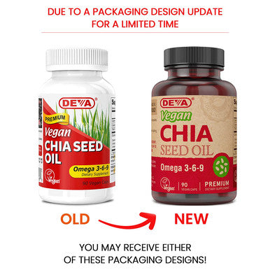 Deva Vegan Vitamins Chia Seed Oil, Packed with Omega 3, 6, 9 & Other Essential Fatty Acids, Cold-Pressed & Unrefined, 90 Capsules, 1-Pack