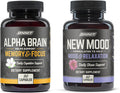 Onnit Premium Alpha Brain Bundle - Nootropic Brain Supplement (90 Count) for Focus Concentration & Memory + Mood Supplement for Stress Relief Sleep and Mood (60 Count)