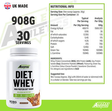 Diet Whey Protein Powder 908g by Freak Athletics - UK Made Diet Shakes - Meal Replacement Shake (Chocolate)