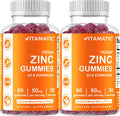 2 Pack - Vitamatic Zinc 50Mg Gummies - 60 Vegan Gummies - Gluten - Healthy Immune Support For Adults, Men, Women