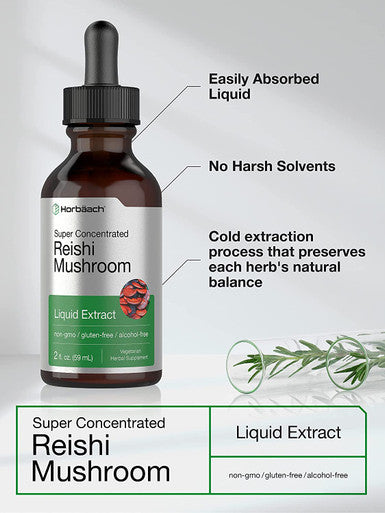 Reishi Mushroom Extract Tincture | 2 fl oz Liquid | Ganoderma Lucidum | Vegetarian, Non-GMO, Gluten Free Supplement | by Horbaach