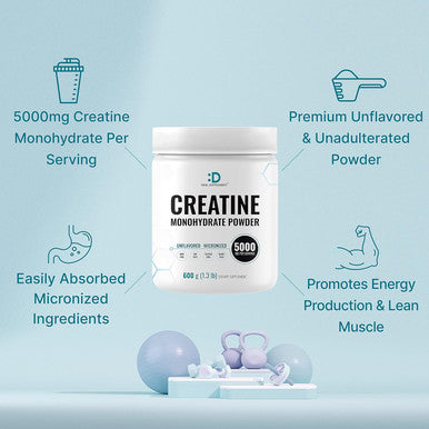 Deal Supplement Creatine Monohydrate Powder 600 Grams (1.32lb) Unflavored | Pure | Micronized Creatine Powder 5000mg(5g) Per Serving 4 Month Supply Vegan | Keto Non-GMO No Filler No Additives - 120 Servings