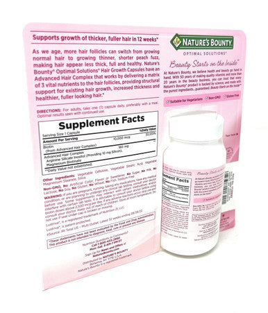 Nature's Bounty Hair Growth Supplement 1 Per Day Clinically Shown To Support Thicker Fuller Hair With Biotin Silicon & Arginine 90 Capsules