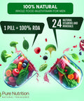 Pure Nutrition Whole Food Multivitamins for Men 90 Tabs OneADay 100% RDA 24 Natural Vitamins and Minerals All Natural Plant Based Men's Multivitamin 3 Months Supply