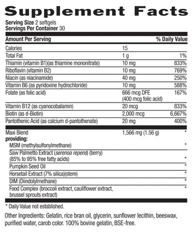 Country Life Maxi-Hair For Men With Saw Palmetto Dim & Biotin Hair Support 60 Softgels Certified Gluten Free