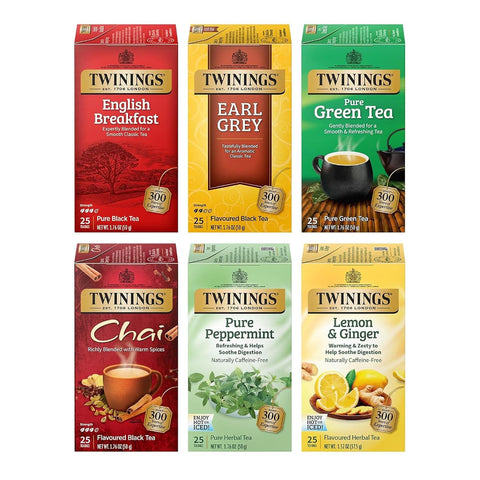 Twinings Lemon & Ginger, Caffeine-Free Herbal Tea Bags, 100 CT Box (1 Pack) | Spicy & Tangy, Ginger, Lemon Peel, Lemongrass, Blackberry Leaves, Soothe Digestion, 100 Foil Lined Individually Wrapped Bags