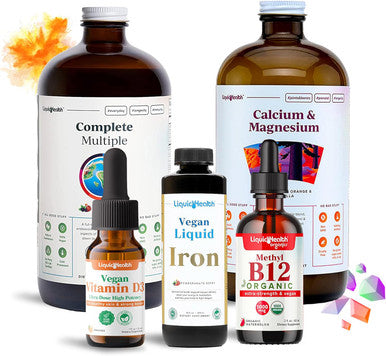 Liquidhealth Liquid Health Ultimate Bariatric Liquid Vitamin Supplement Bundle - Adult Daily Bariatric Multivitamin with Iron Calcium Magnesium Vegan Vitamin D3 & Organic B12 - Bariatric Surgery Must Haves