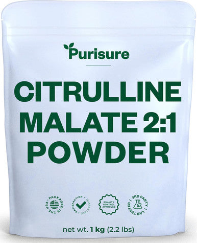 Purisure Citrulline Malate 2:1 Powder 1 Kg Citrulline Supplement And Citrulline Nitrate For Strength Performance And Energy Pre-Workout L Arginine L Citrulline Supplement Powder 334 Servings