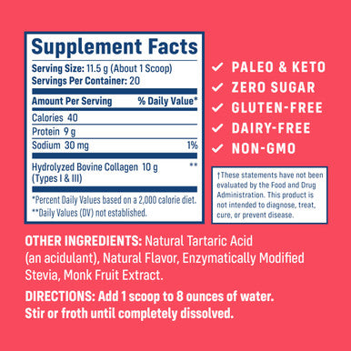 NativePath Collagen Peptides - Hydrolyzed Type 1 & 3 Collagen. Keto & Paleo Grass-Fed Protein Powder for Hair Skin Nails Bones Joints Digestion and More - No Gluten or Dairy (Wild Berry 230g)