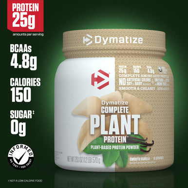 Dymatize Vegan Plant Protein Smooth Vanilla 25g Protein 4.8g BCAAs Complete Amino Acid Profile 15 Servings
