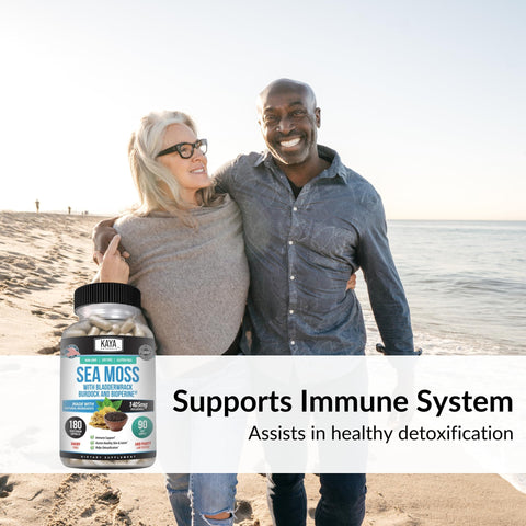 Kaya Naturals Sea Moss Mobility Supplement for Men and Women with Burdock Root Irish Moss Bladderwrack and BioPerine for Mobility Health and Immune Boost 60 Count