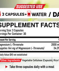 2000Mg Magnesium L-Threonate Capsules - 90 Capsules - 144Mg Elemental Magnesium Per Serving
