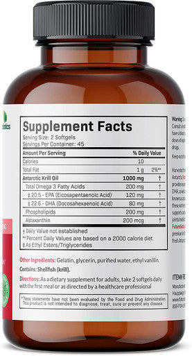 Futurebiotics Antarctic Krill Oil 1000mg with Omega-3s EPA, DHA, Astaxanthin and Phospholipids - 100% Pure Premium Krill Oil Heavy Metal Tested, Non GMO Ãƒâ€šÃ¢â‚¬â€œ 90 Softgels (45 Servings)