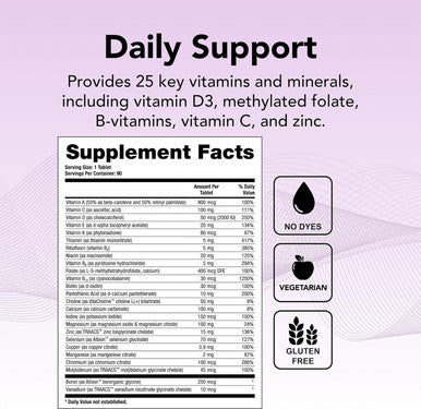 Theralogix Solo Multivitamin & Multimineral Supplement Without Iron - 90-Day Supply - Iron-Multivitamin - Support For Women & Men - Vitamin D3, Vitamin C & B Vitamins - Nsf Certified - 90 Tablets