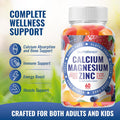 Calcium Magnesium Zinc Supplement Gummies With Vitamin D3 K2 Magnesium Glycinate Orange Berry Flavored Vegan Sugar Gluten Chewable For Men Women Kids