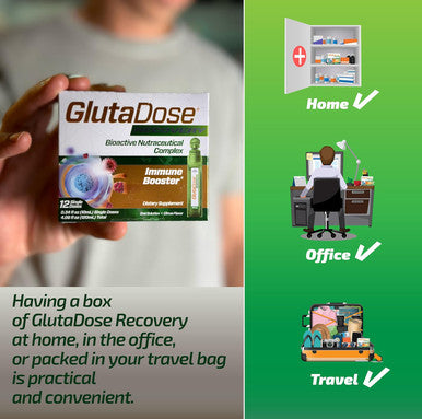 Glutadose Recovery Immunity Supplement - Liquid Vitamins Immune Support For Kids & Adults, Cold & Flu Care Package (Glutathione Astragalus Echinacea Acerola) Immune Booster For Women Men - 12 Vials