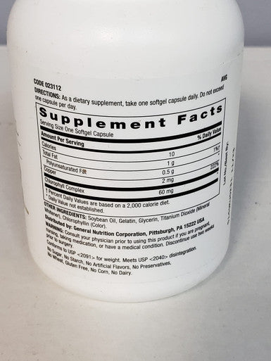 Gnc Superfoods Triple Chlorophyll, 90 Softgels, Supports With Weight Loss