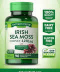 Irish Sea Moss Complex | 90 Capsules | Non-GMO & Gluten Supplement | with Bladderwrack & Burdock Root | by Nature's Truth