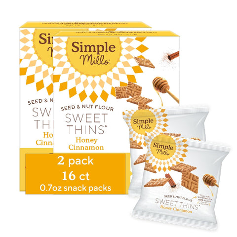 Simple Mills Snack Packs Honey Cinnamon Seed & Nut Flour Sweet Thins, Paleo Friendly & Delicious Sweet Thin Cookies, Good for Snacks, Nutrient Dense, 8 Pack (6.5 oz Pack of 1)
