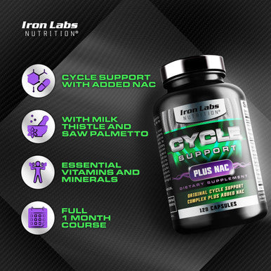 Iron Labs Nutrition : Cycle Support Plus Nac (N-Acetyl-L-Cysteine) - On Cycle Support Supplements For Men - With N Acetyl L Cysteine, Milk Thistle, Hawthorne Berry And More (120 Capsules)