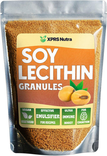 Xprs Nutra Soy Lecithin Granules Non GMO - Lecitina de SOYA - 100% Pure Soy Lethicin Granules - Premium SOYA Lethicin Granules - Food Grade Fat Emulsifier Suitable for Baking (8 Ounce)
